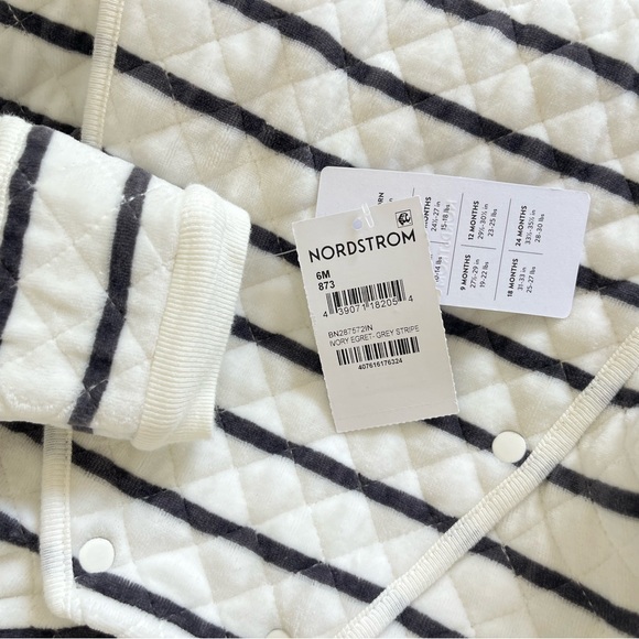 NWT Nordstrom Baby Stripe Hoodie Outfit 6 months Footie & Ears - Picture 5 of 7